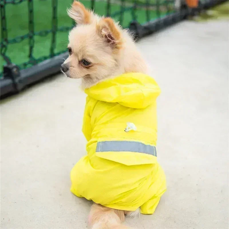 Capa de Chuva Impermeável para Cães Pequenos com Faixa Refletiva