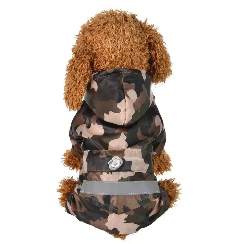 Capa de Chuva Impermeável para Cães Pequenos com Faixa Refletiva