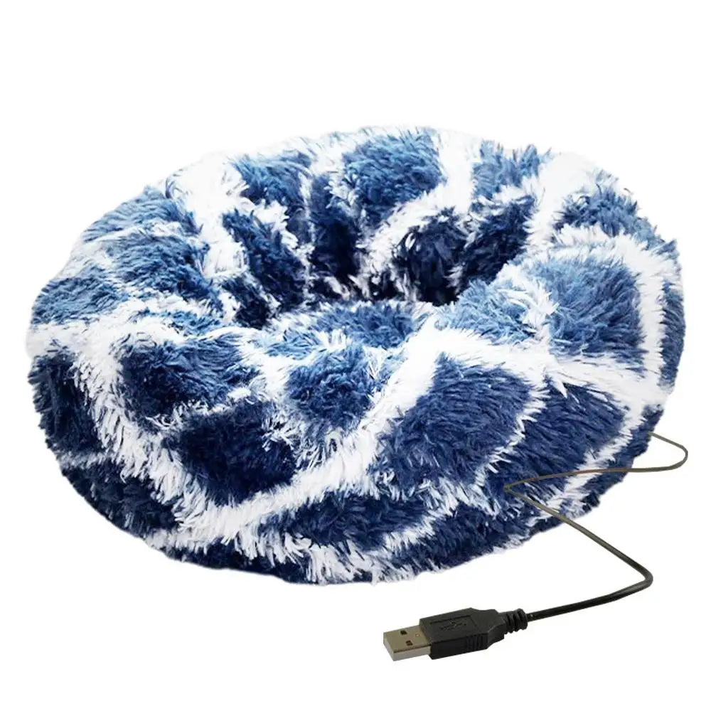 Cama Aquecida para Cães e Gatos com Pelúcia e Aquecimento USB