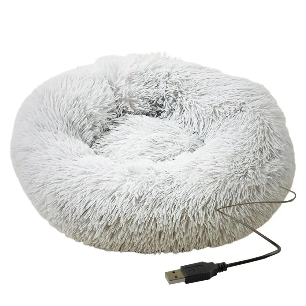 Cama Aquecida para Cães e Gatos com Pelúcia e Aquecimento USB