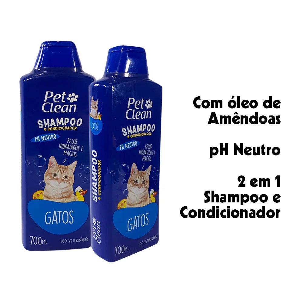 Shampoo e Condicionador Pet Clean 2 em 1 para Cães e Gatos com Óleo de Amêndoas