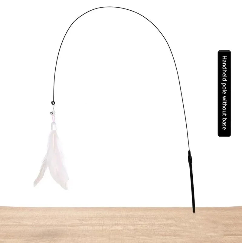 Varinha Interativa com Plumas para Gatos Ventosa Sino e Haste Extensível