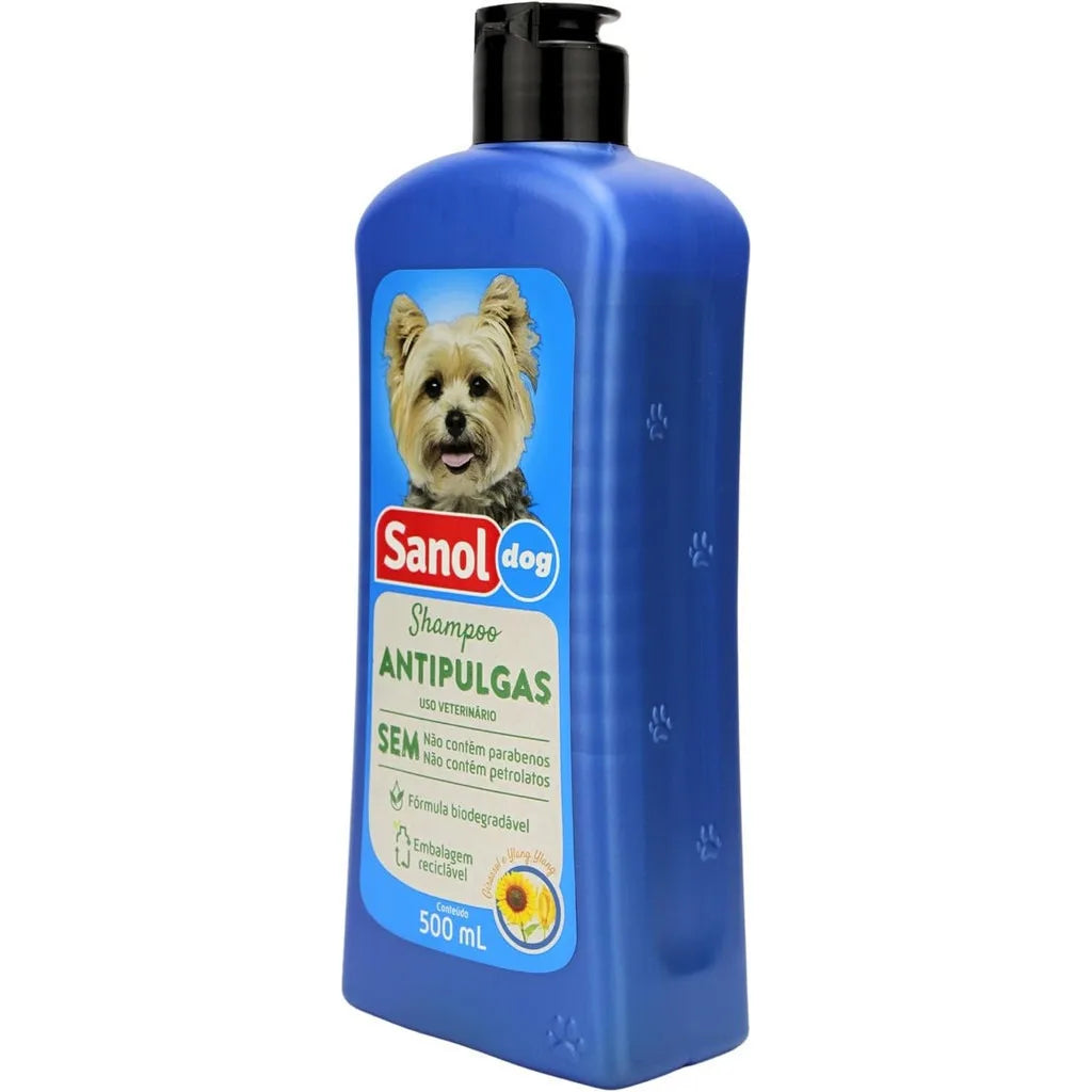 Shampoo Antipulgas Sanol Dog para Cães com Ação Contra Pulgas e Carrapatos