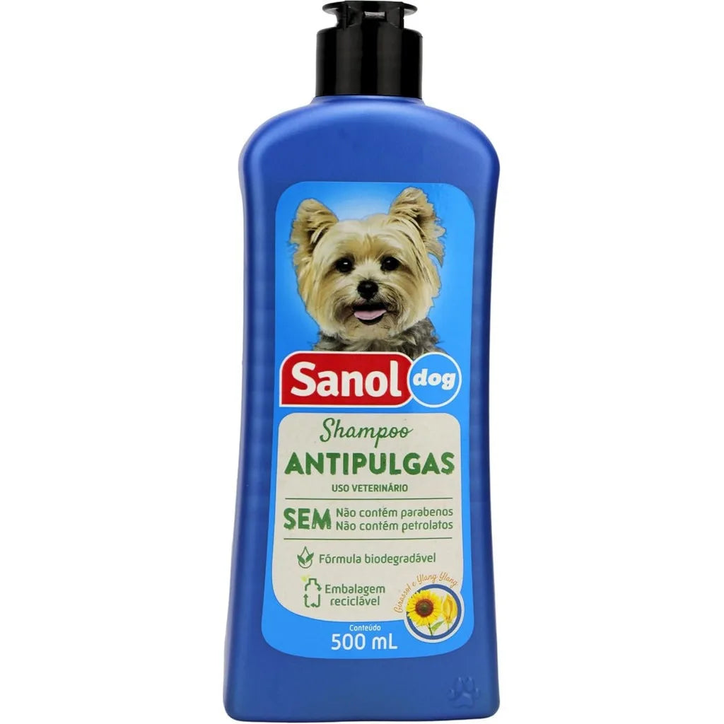 Shampoo Antipulgas Sanol Dog para Cães com Ação Contra Pulgas e Carrapatos