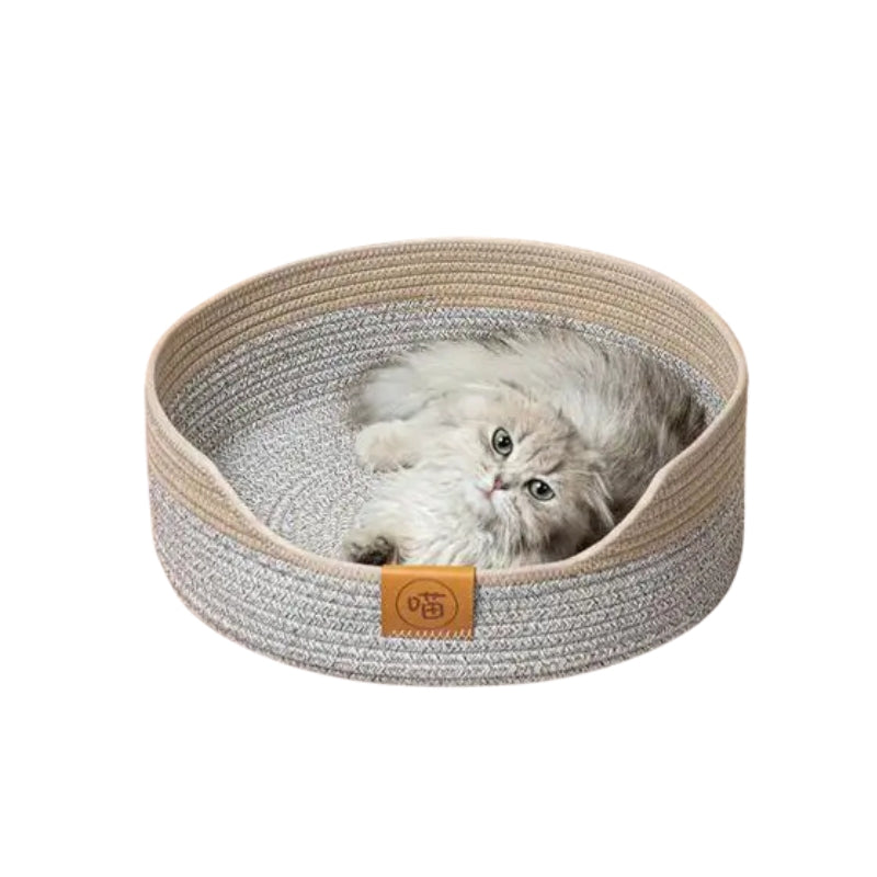 Cama Aconchego de Algodão Trançado com Forro Felpudo para Cães e Gatos