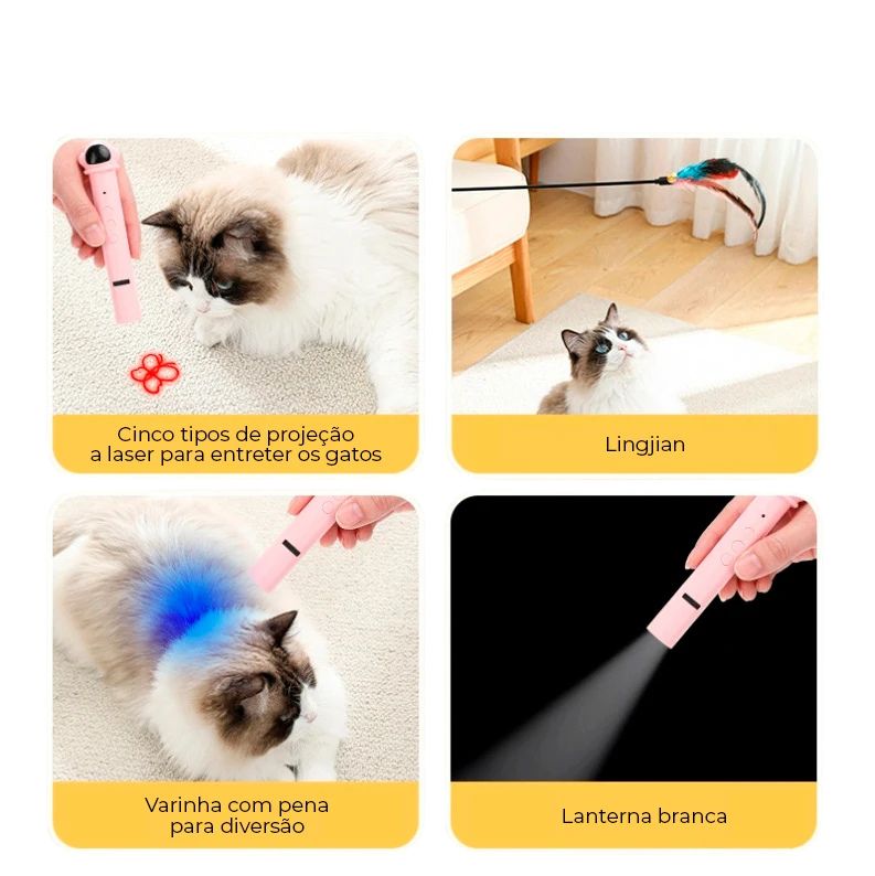 Brinquedo 3 em 1 para Gatos Laser, LED e UV