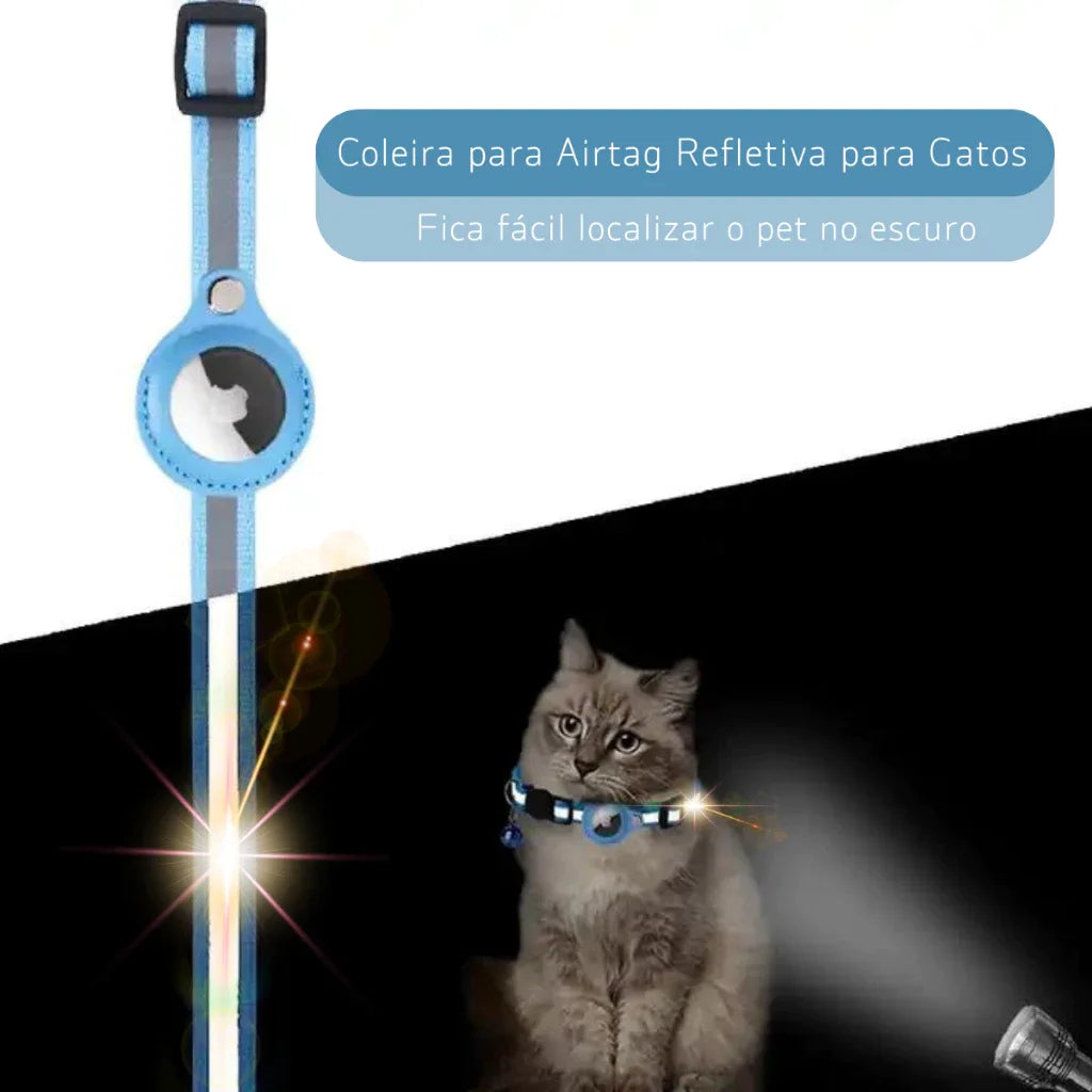 Coleira Refletiva para Cães e Gatos com Suporte para AirTag