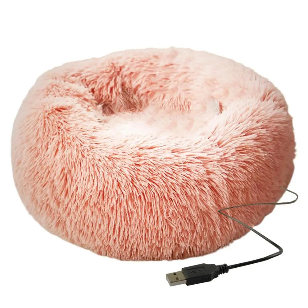 Cama Aquecida para Cães e Gatos com Pelúcia e Aquecimento USB
