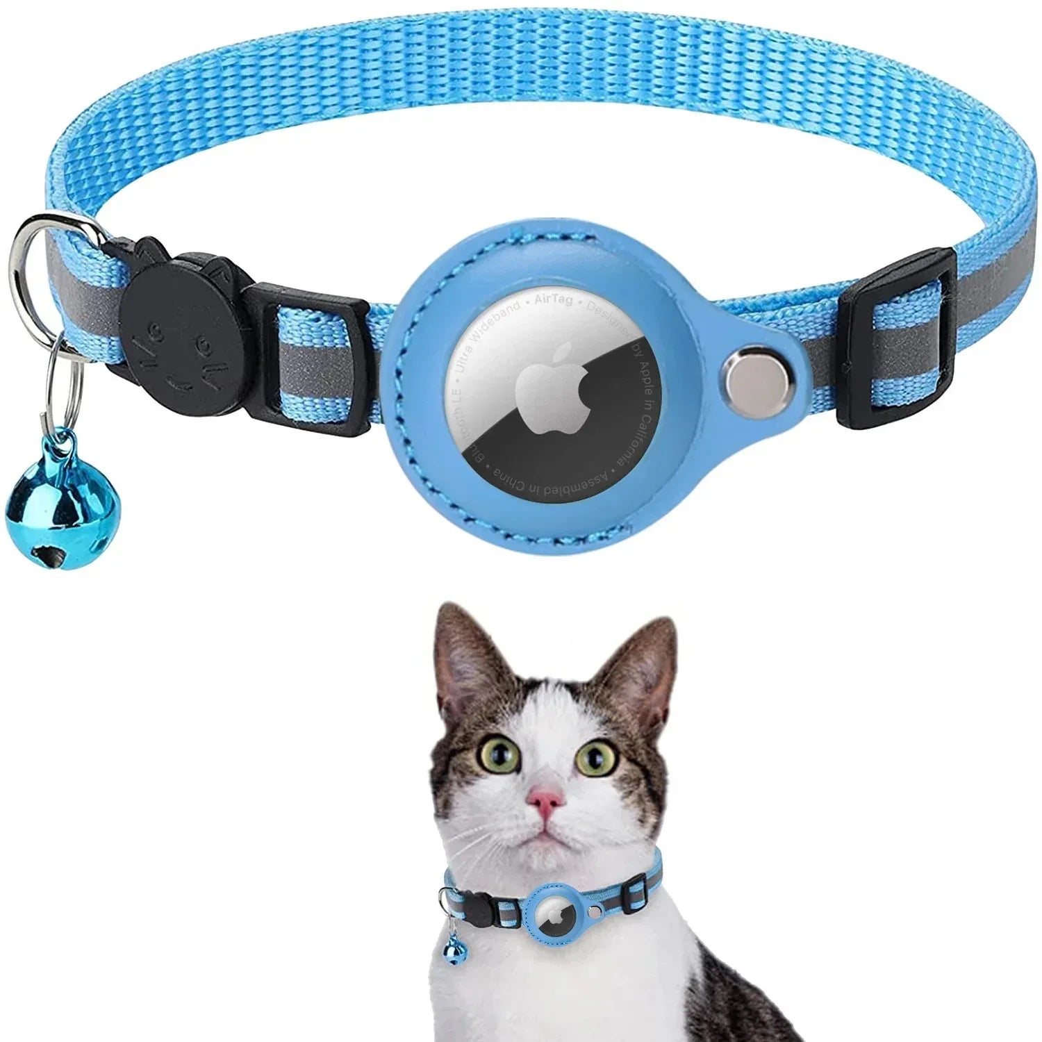 Coleira Refletiva para Cães e Gatos com Suporte para AirTag