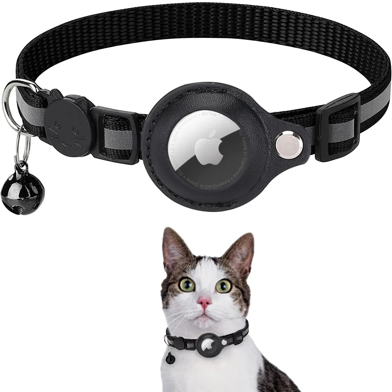 Coleira Refletiva para Cães e Gatos com Suporte para AirTag