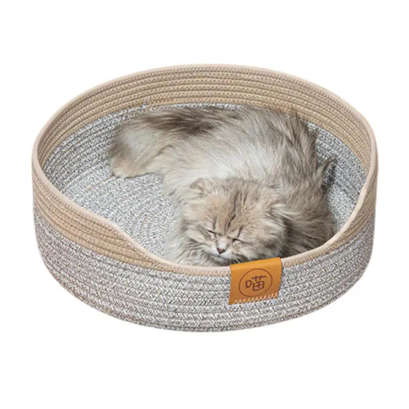 Cama Aconchego de Algodão Trançado com Forro Felpudo para Cães e Gatos