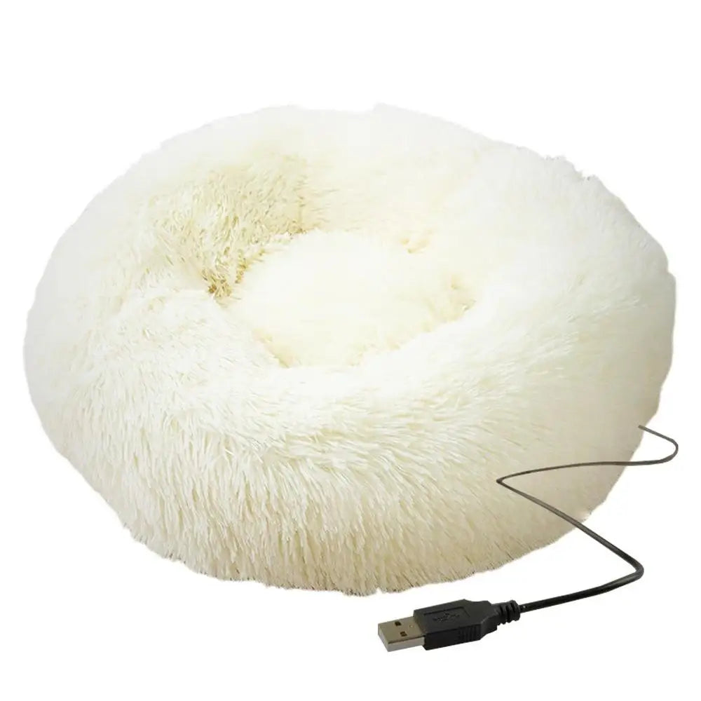 Cama Aquecida para Cães e Gatos com Pelúcia e Aquecimento USB