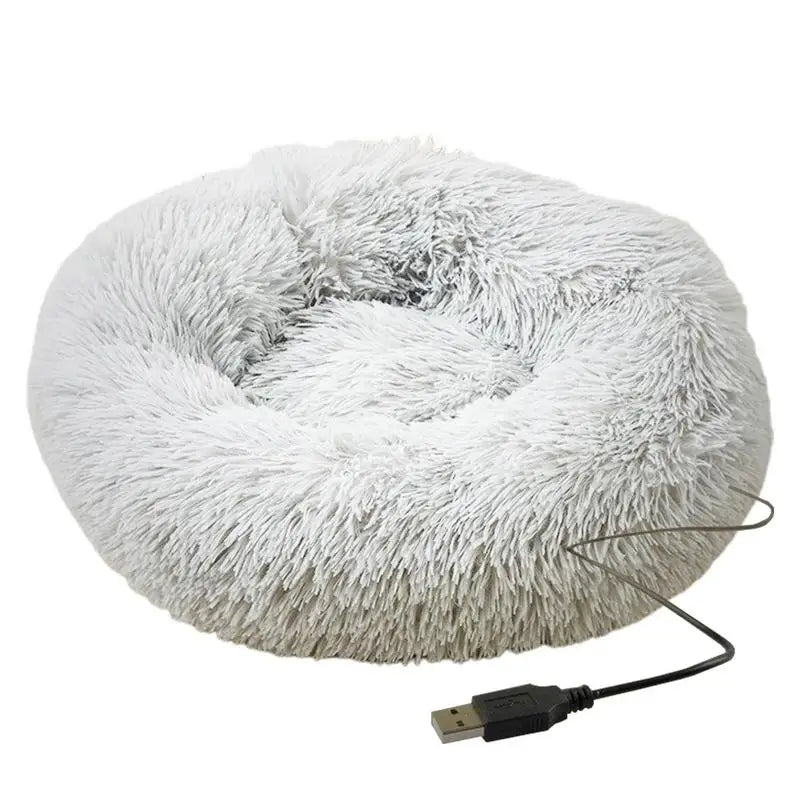 Cama Aquecida para Cães e Gatos com Pelúcia e Aquecimento USB