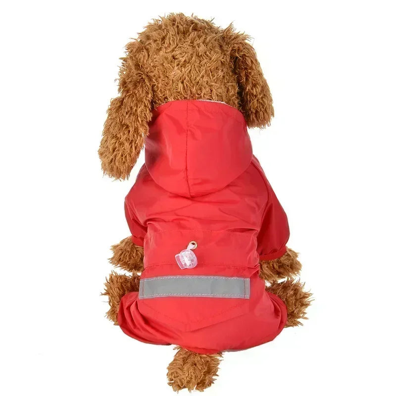 Capa de Chuva Impermeável para Cães Pequenos com Faixa Refletiva