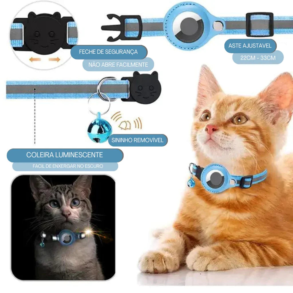 Coleira Refletiva para Cães e Gatos com Suporte para AirTag