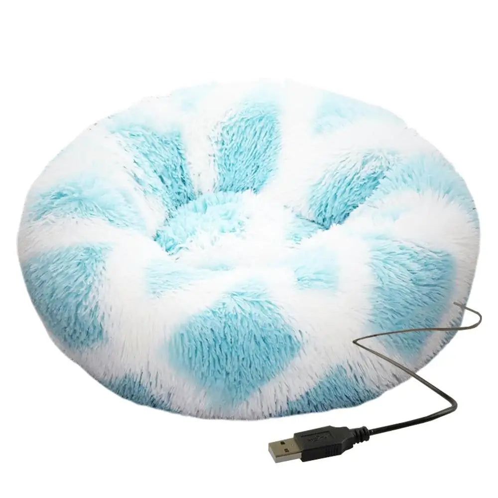 Cama Aquecida para Cães e Gatos com Pelúcia e Aquecimento USB