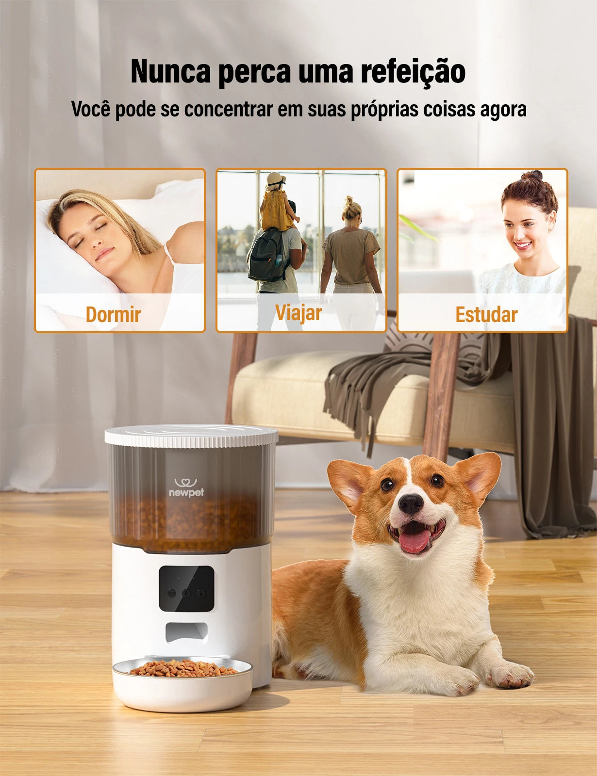 Alimentador Automático para Cães e Gatos com Reservatório de 4 Litros