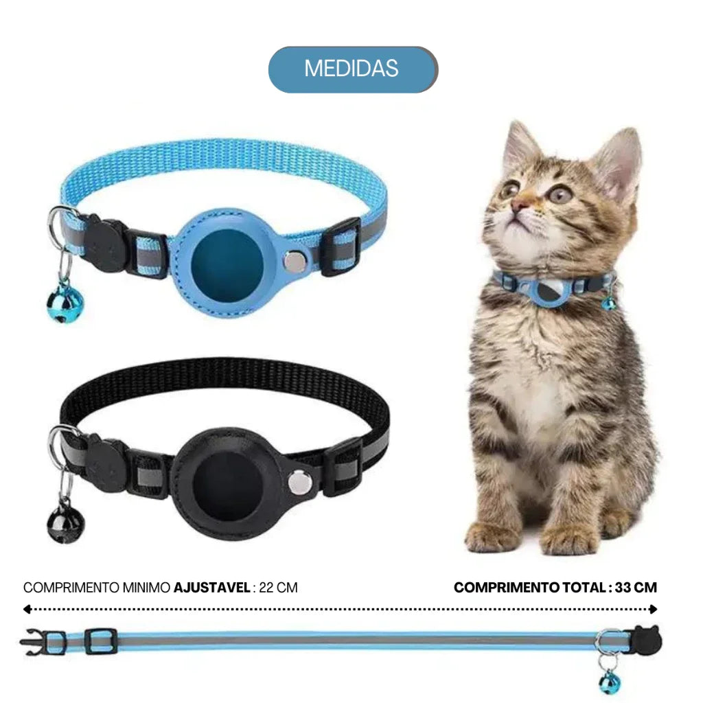 Coleira Refletiva para Cães e Gatos com Suporte para AirTag