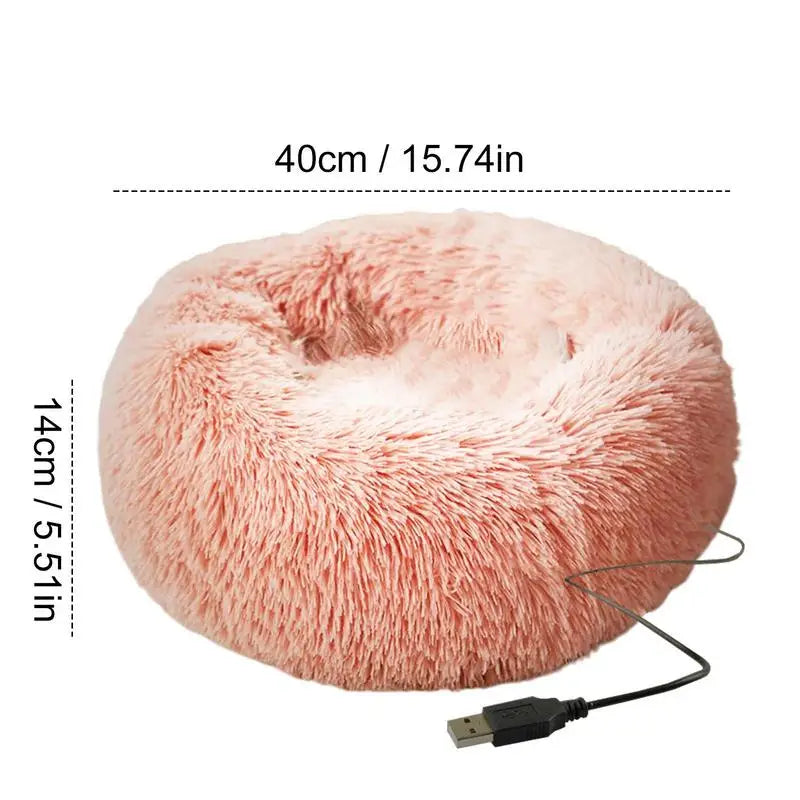 Cama Aquecida para Cães e Gatos com Pelúcia e Aquecimento USB