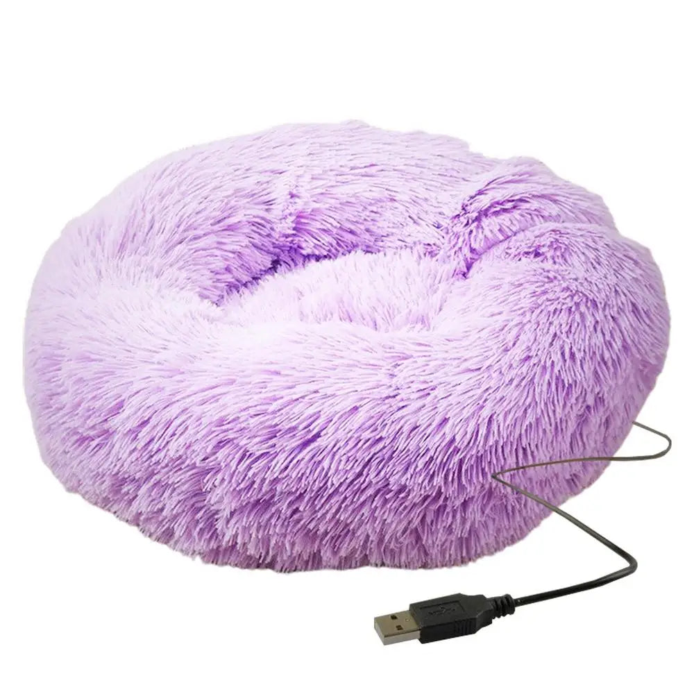 Cama Aquecida para Cães e Gatos com Pelúcia e Aquecimento USB