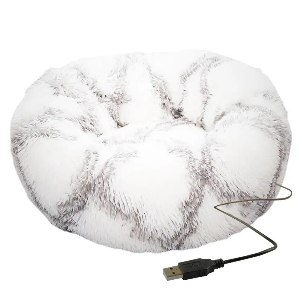 Cama Aquecida para Cães e Gatos com Pelúcia e Aquecimento USB