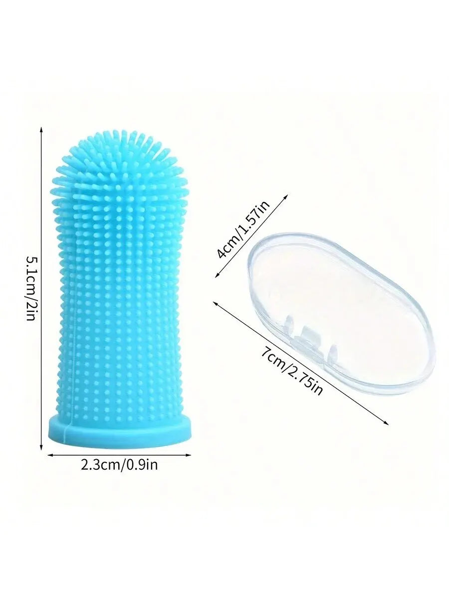 Escova de Dedo de Silicone para Higiene Bucal de Cães e Gatos
