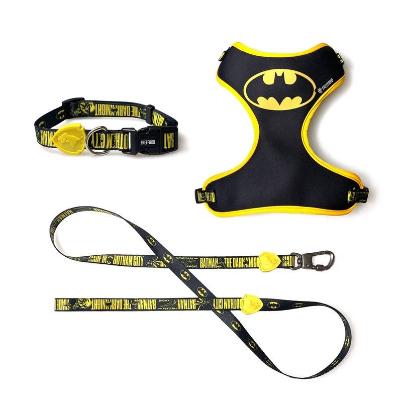 Kit Batman para Cães e Gatos Peitoral, Guia e Coleira